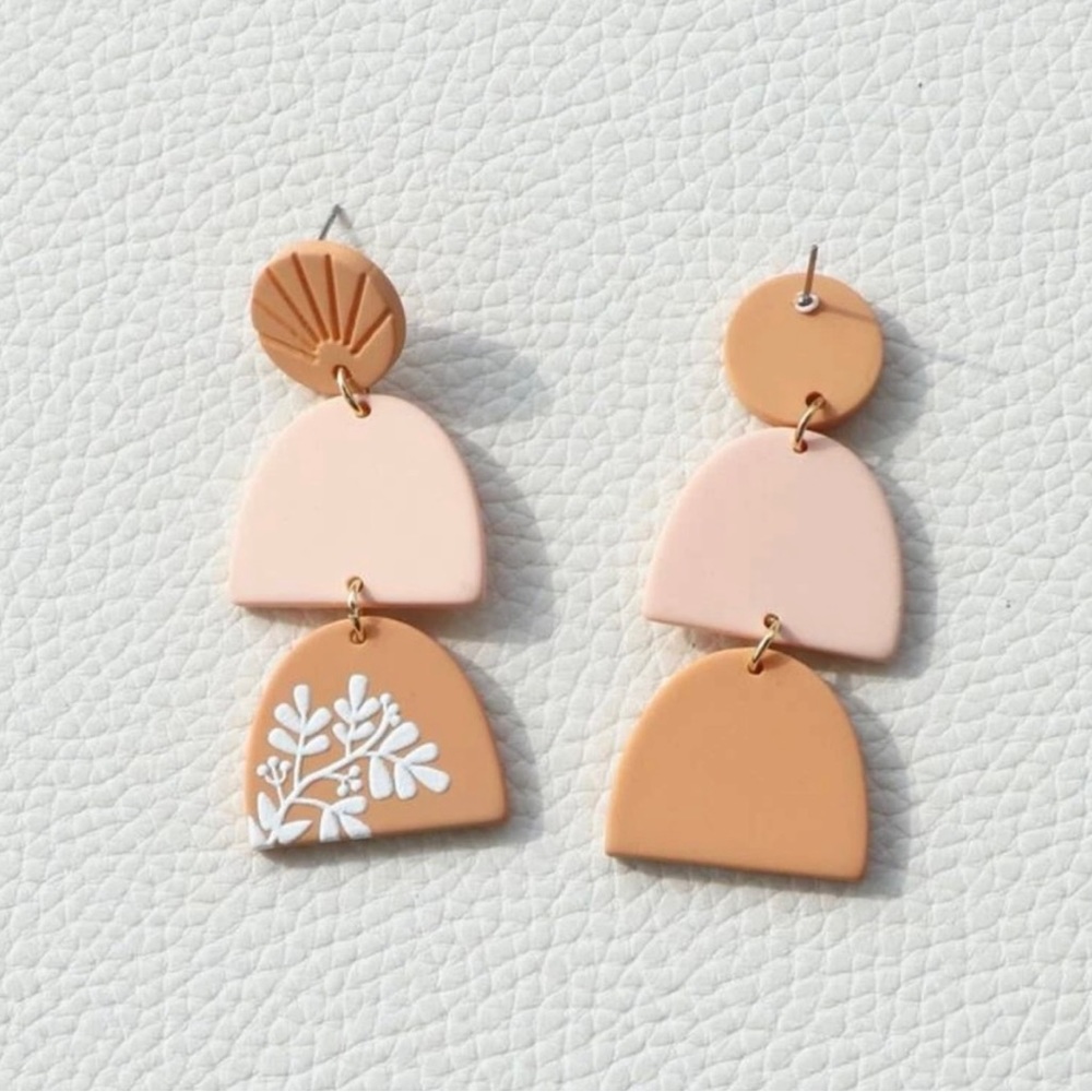 Floral Pattern Drop Earrings - Picture 5 of 6